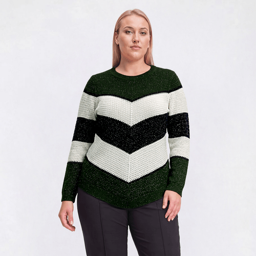 Plus Size Preswick & Moore(R) Long Sleeve Chevron Lurex Sweater alternate view
